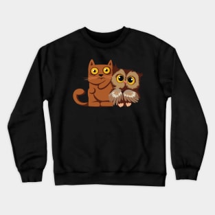 A Cat & An Owl Crewneck Sweatshirt